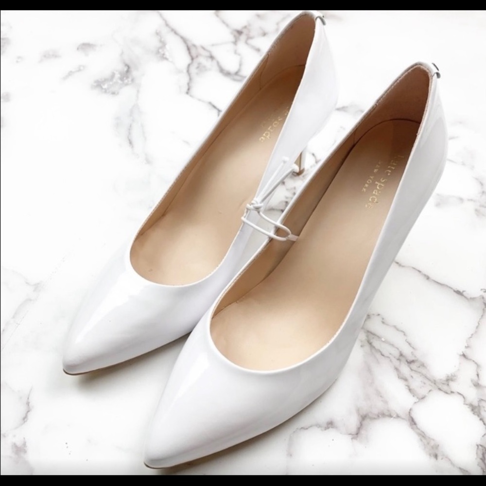 Kate Spade White Vida Patent Leather Heels 9